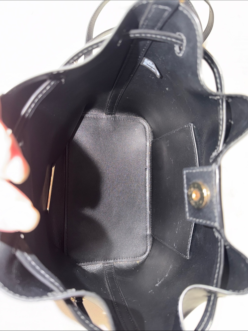 Michael Kors Black Leather Mini Drawstring Bucket Bag with Gold Hardware - Picture 6 of 7